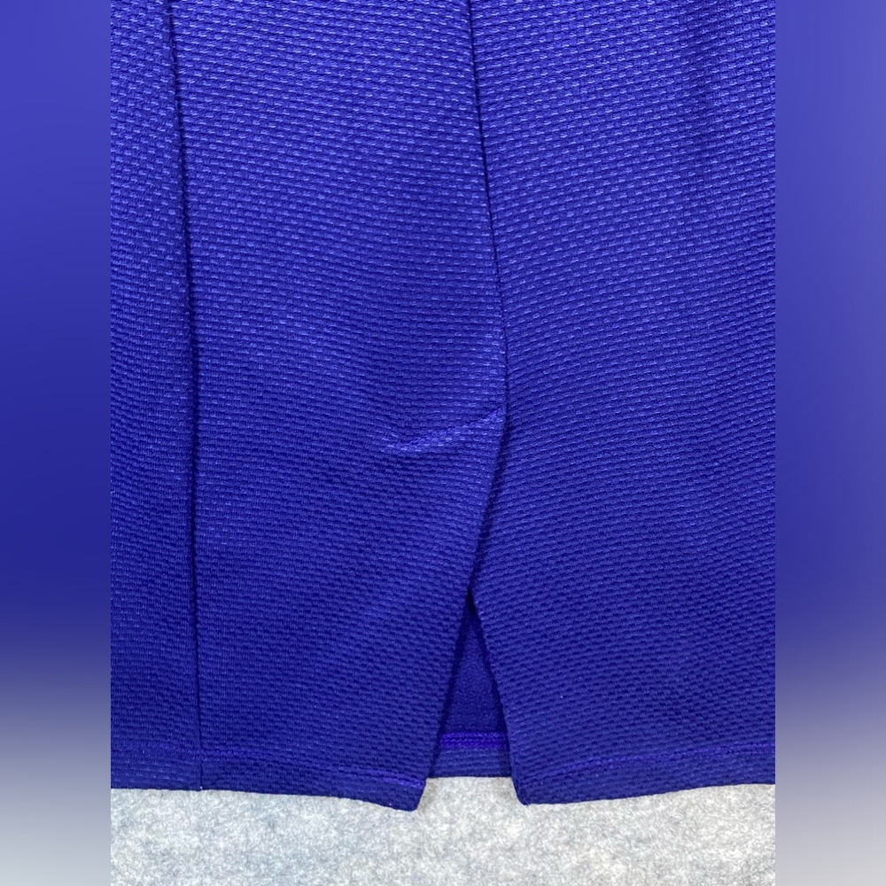 Warehouse Dress 6 Blue Sheath Short Sleeve Midi Career Business Professional - Picture 7 of 13